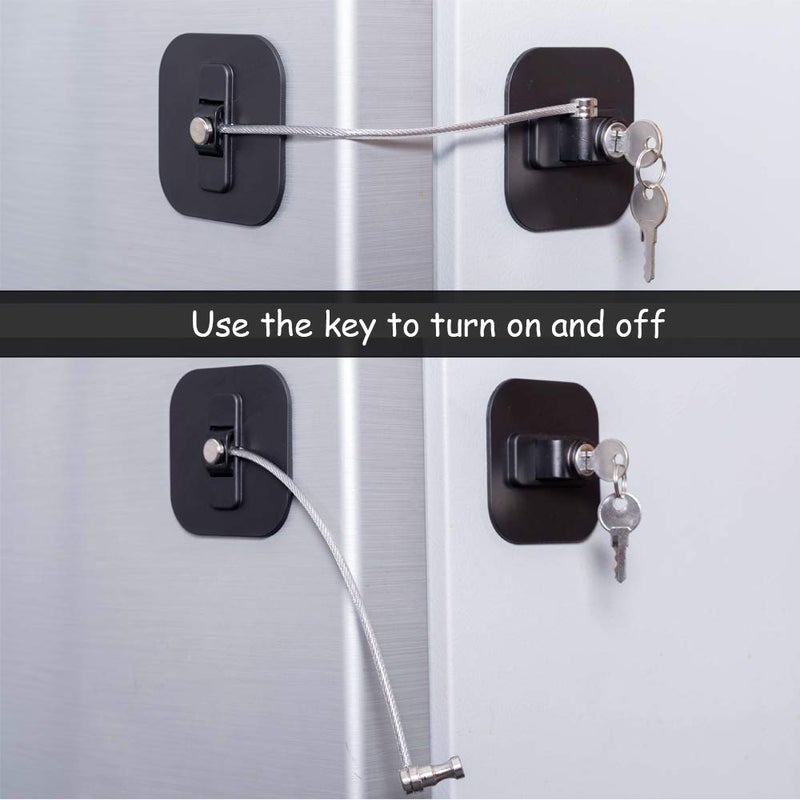 BAOWEIJD Refrigerator Lock,Fridge Lock with Keys,Freezer Lock and Refrigerator Lock for Child Proof,1Pack Black Fridge Lock - Image 2